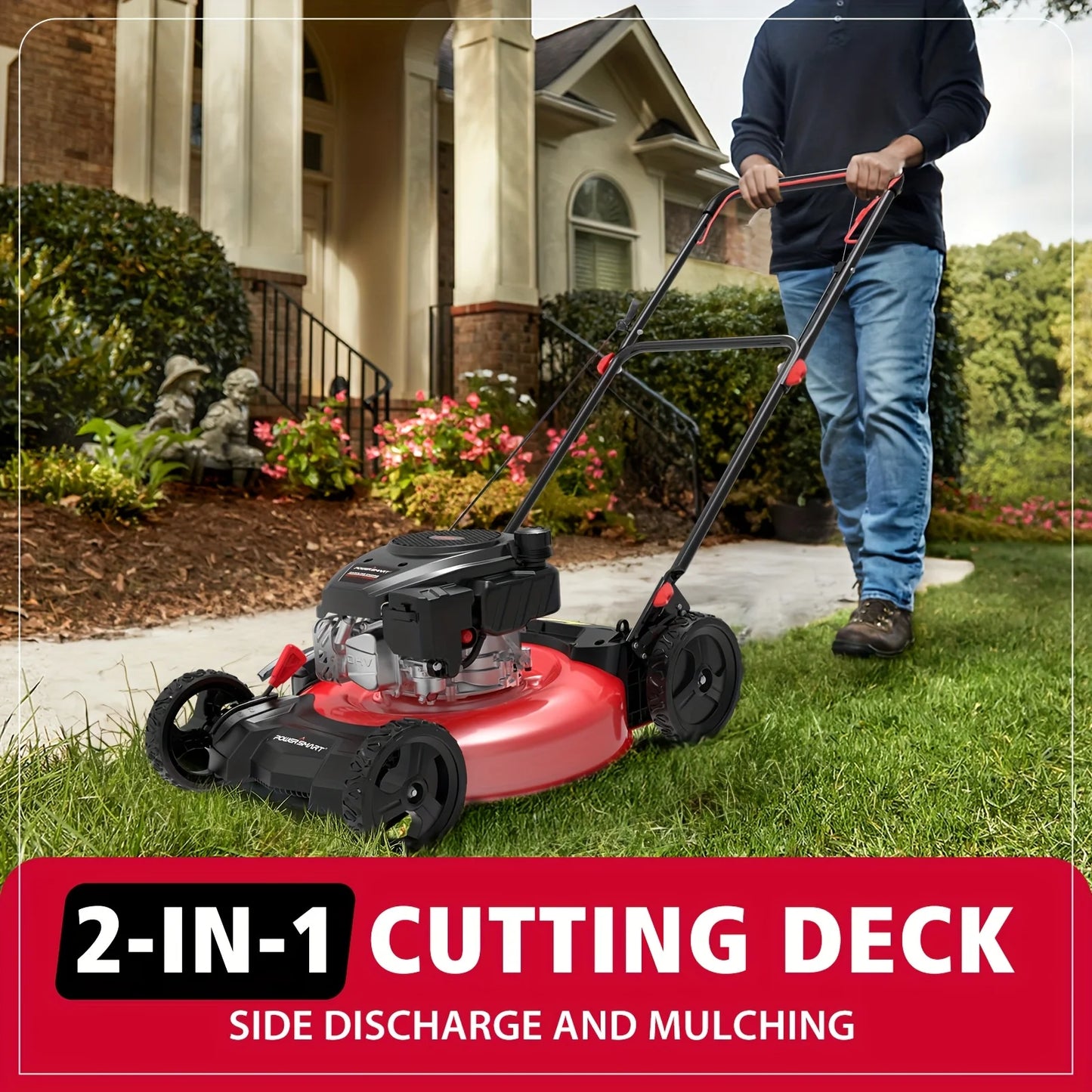 PowerSmart 21 Inch Gas Lawn Mower 144cc Mulching Discharge