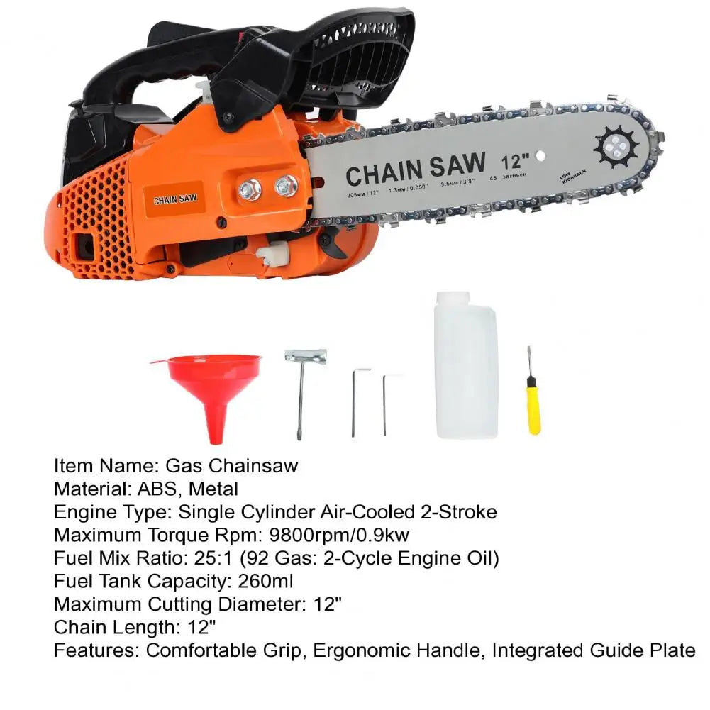 Two Stroke Portable Gas Chainsaw 25.4cc Handheld High Power