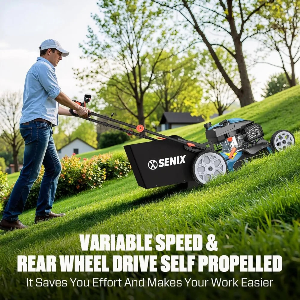 22 Inch Gas Lawn Mower 201cc 4 Cycle OHV Self Propelled Bag Mulch Side Discharge