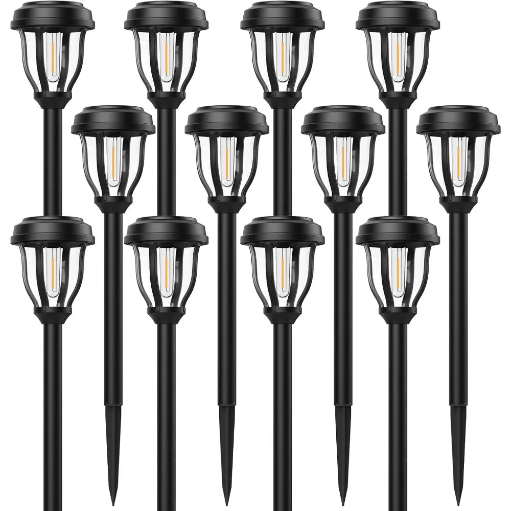 12 Pack Solar Lights Outdoor, Solar Pathway Lights Auto On/Off Waterproof Garden Landscape Lighting for Path, Yard