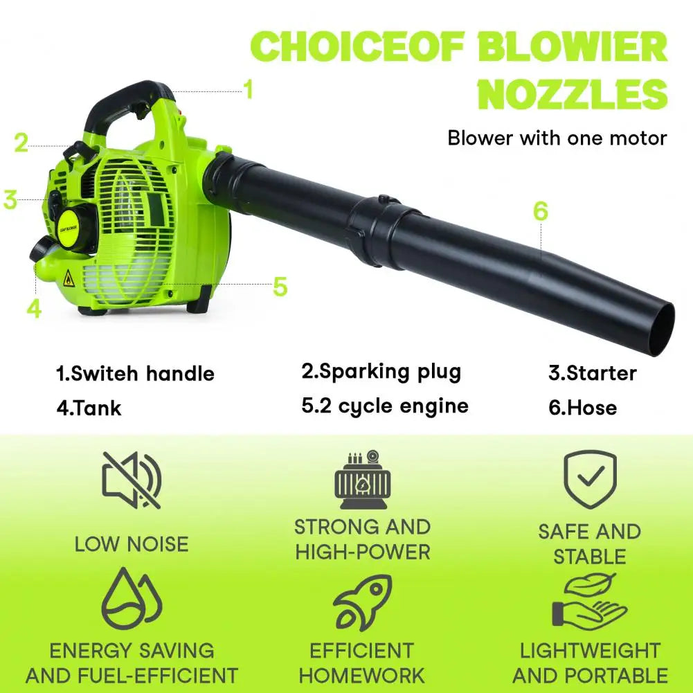 Handheld Leaf Blower 2-Stroke 380 CFM Air Volume 26 Gas-Powered Lawn Blower with Long Pipe for Efficient Outdoor Lawn Care
