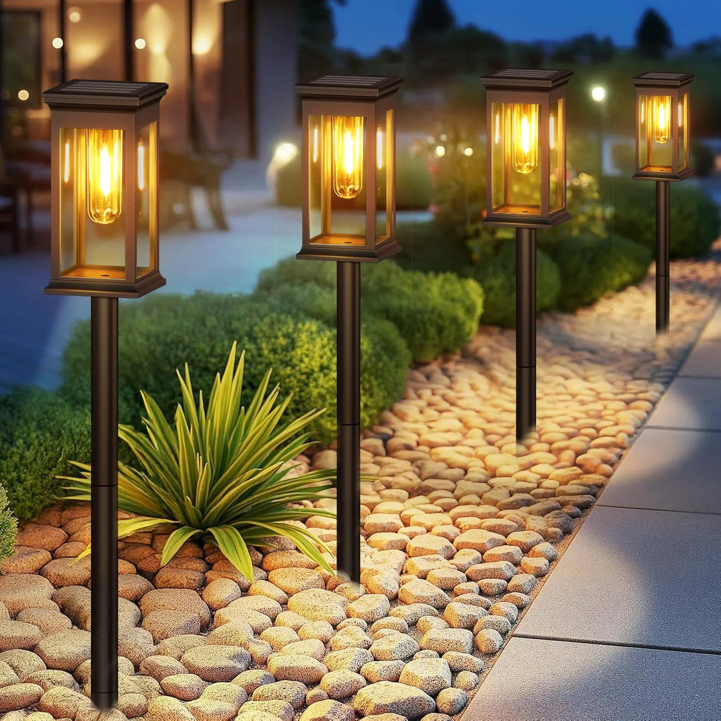 Solar Path Lights 12 Pack Warm White 2700K Garden Walkway