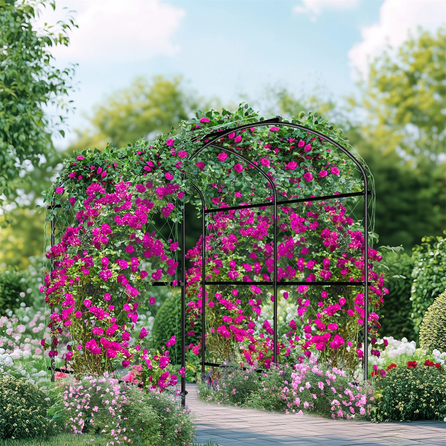 U Shaped Garden Cucumber Trellis Arch With Nylon Netting