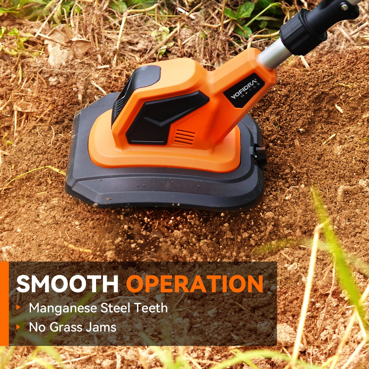 YOFIDRA Cordless Rotary Tiller Cultivator Garden Tool 21V