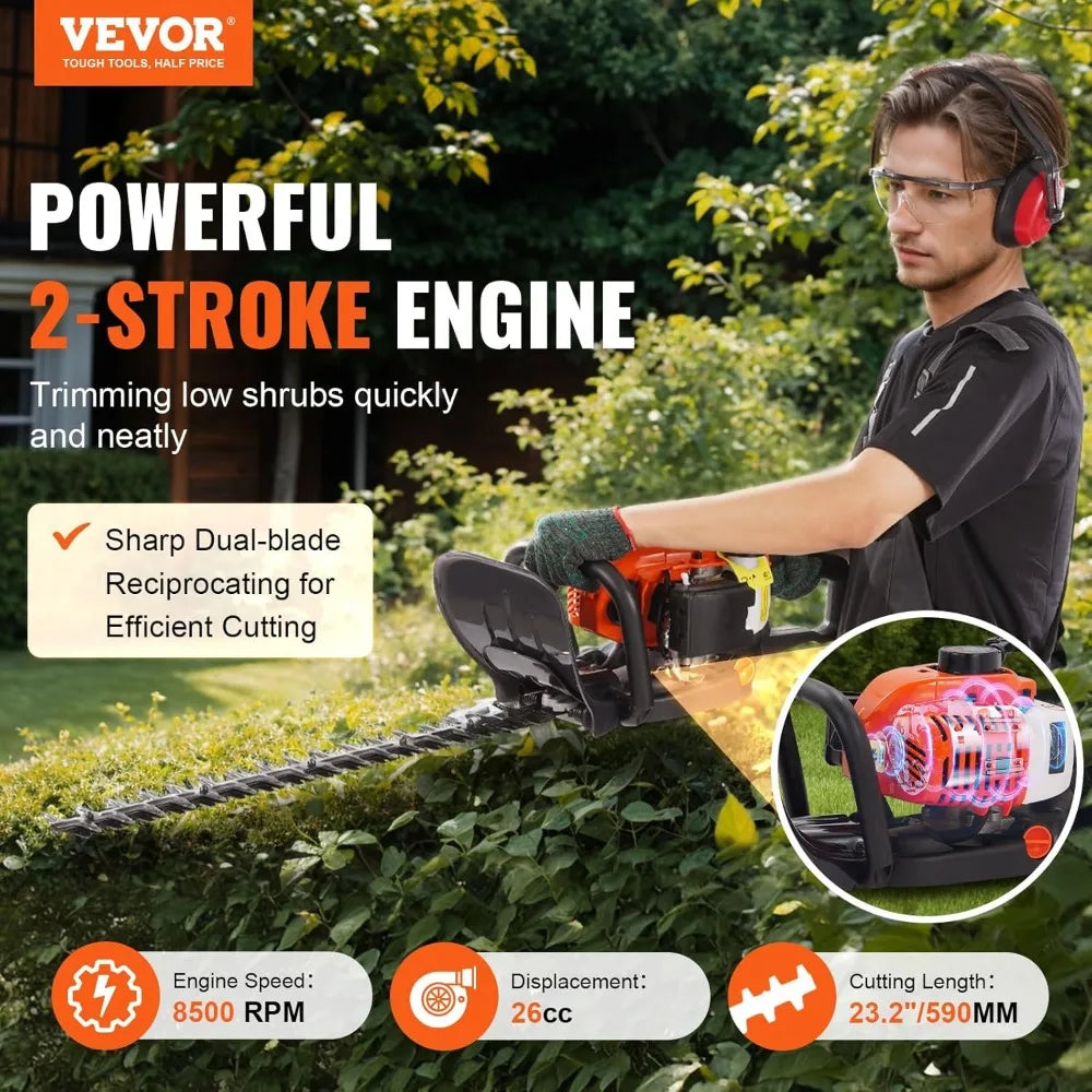 Gas Hedge Trimmer 26cc 23.2 Dual Sided Blade Lightweight