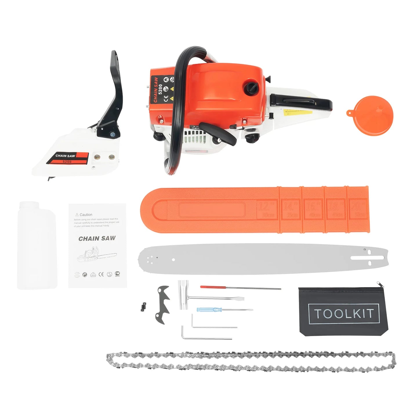 Gas Powered Chainsaw 52cc 2000W With Tool Bag For Home Garden Wood Cutting