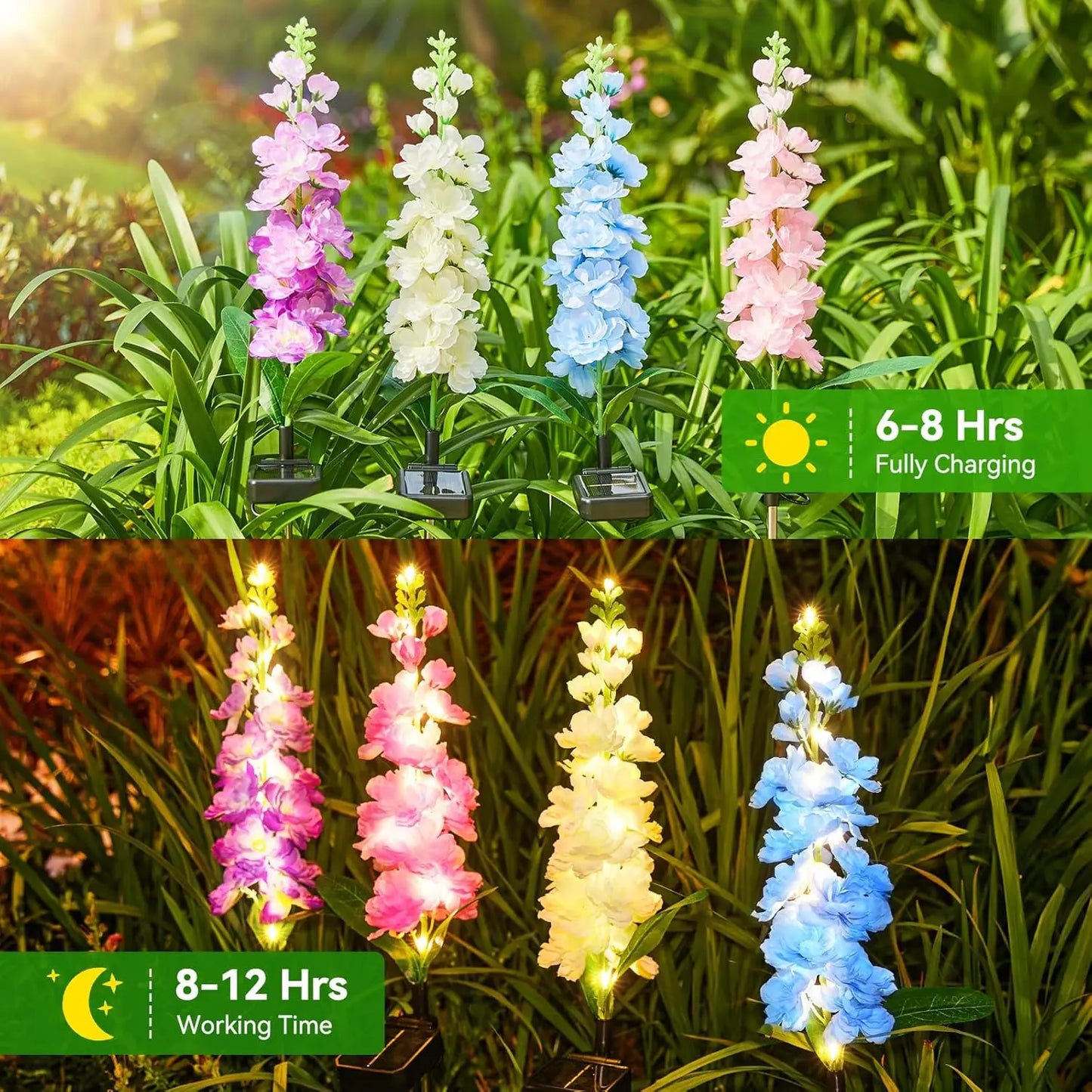 4 Pack Upgraded Solar Garden Lights with 36 LEDs Outdoor Solar Flowers Lights for Yard Patio