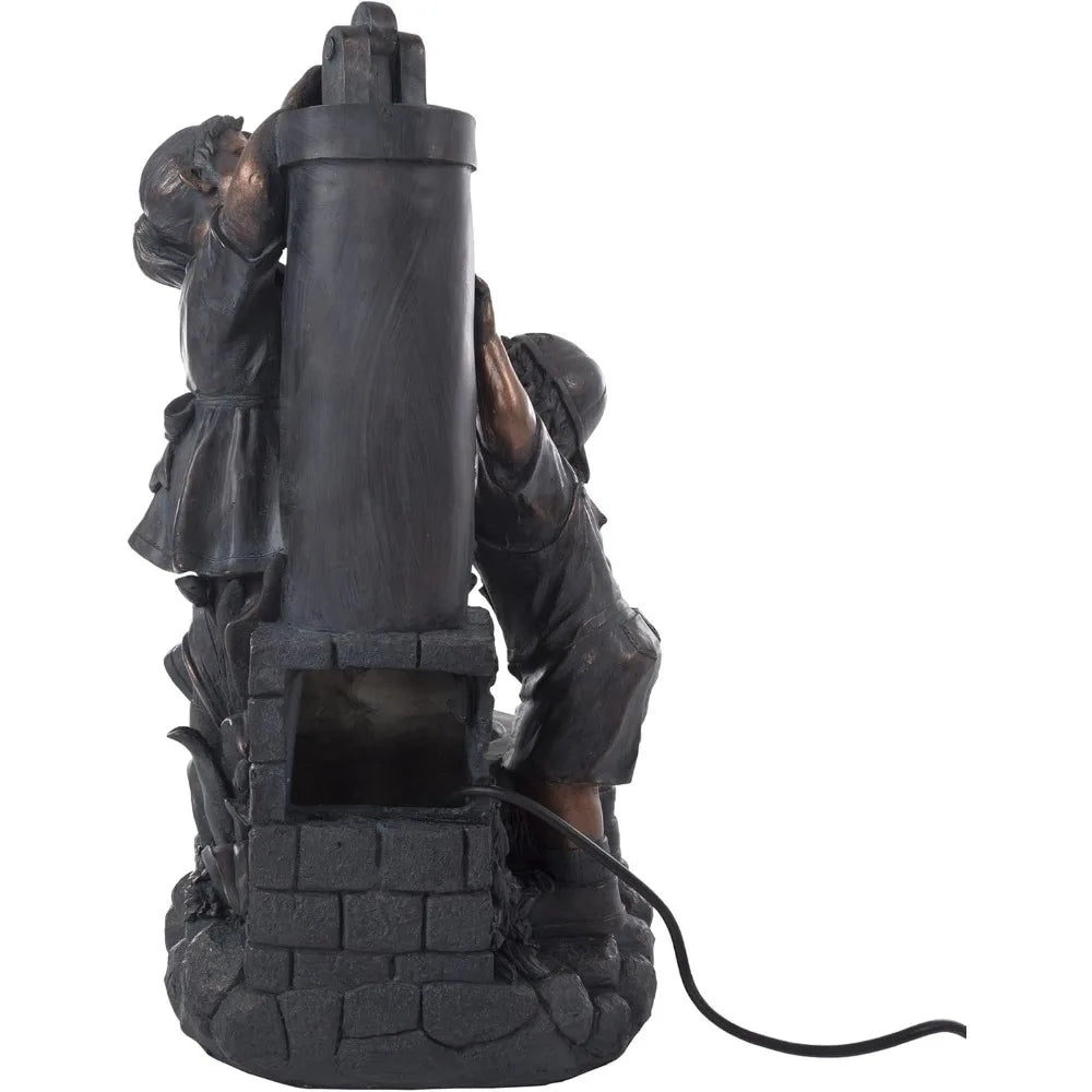 Go Yard Boy And Girl Water Outdoor Fountain For Gardens