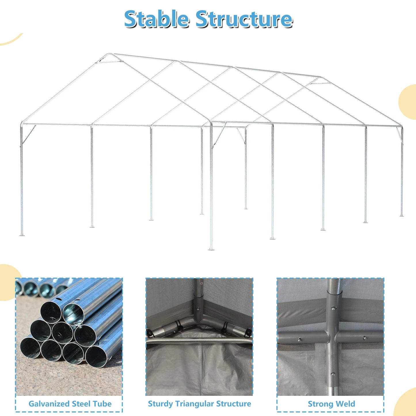 LZBEITM 13x25 Heavy Duty Carport With Ventilated Windows