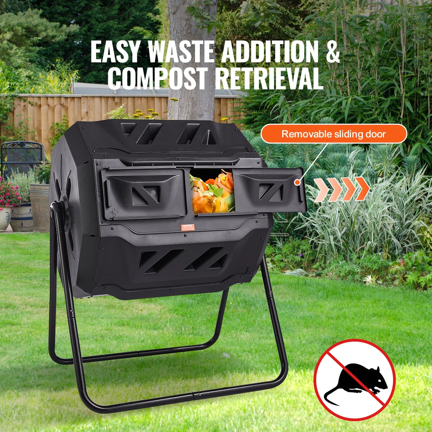 SucceBuy 43 Gal Tumbling Composter Dual Chamber Garden Bin