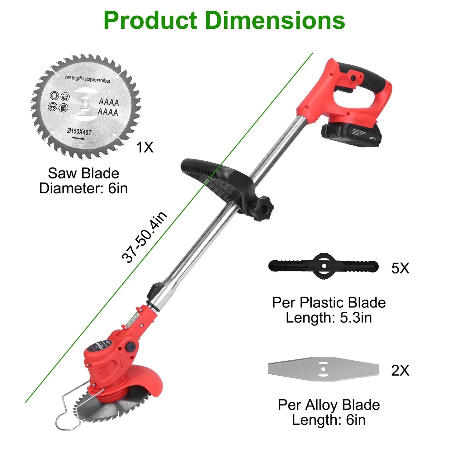 Cordless Telescopic Lawn Mower 8000 RPM Adjustable Poles