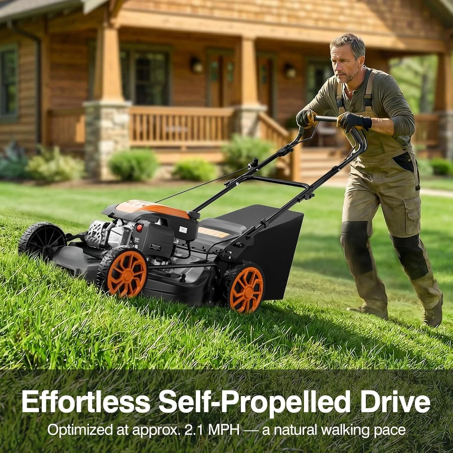 21 Inch Self Propelled Gas Lawn Mower 170cc 4 In 1 Mulch Rear Bag Side Discharge