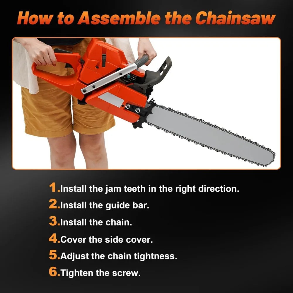 28 Inch Gas Chainsaws 71cc 3.9KW Handheld Power Saw