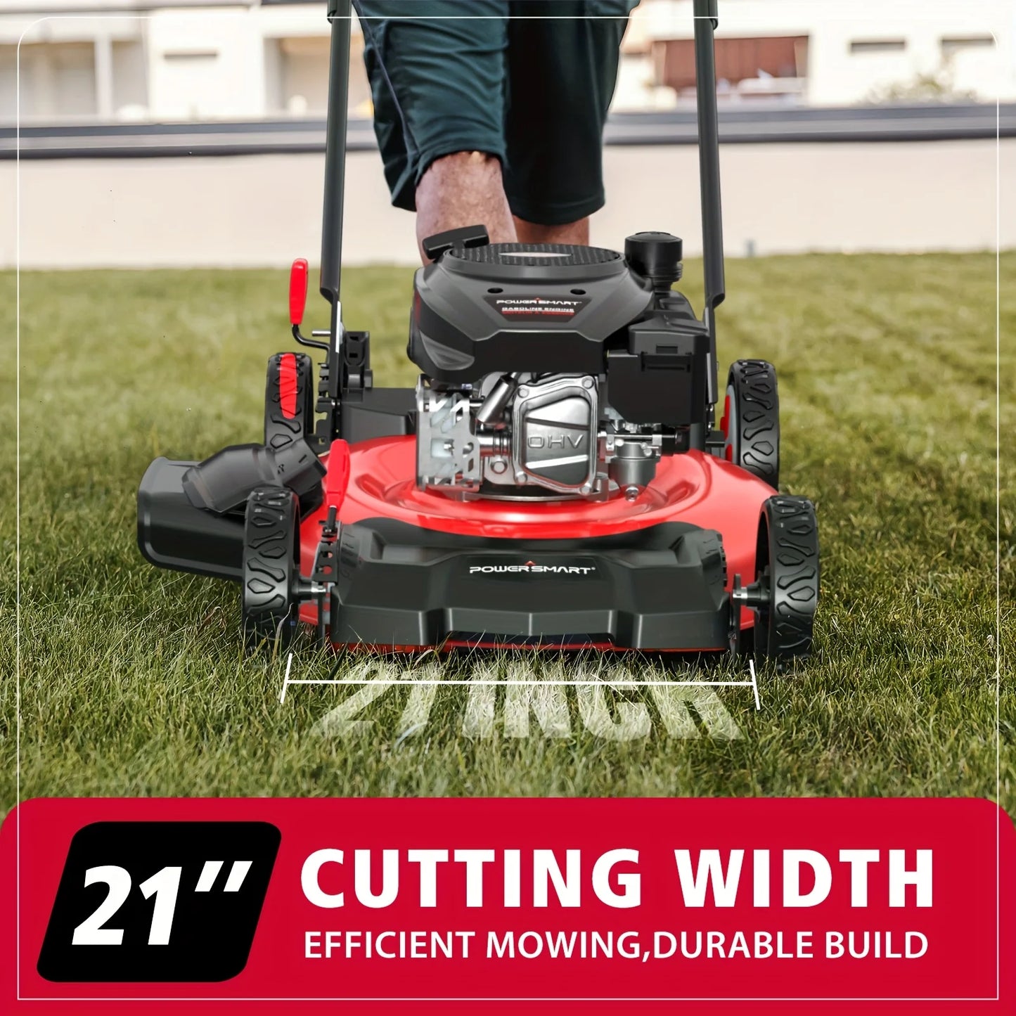 PowerSmart 21 Inch Gas Lawn Mower 144cc Mulching Discharge