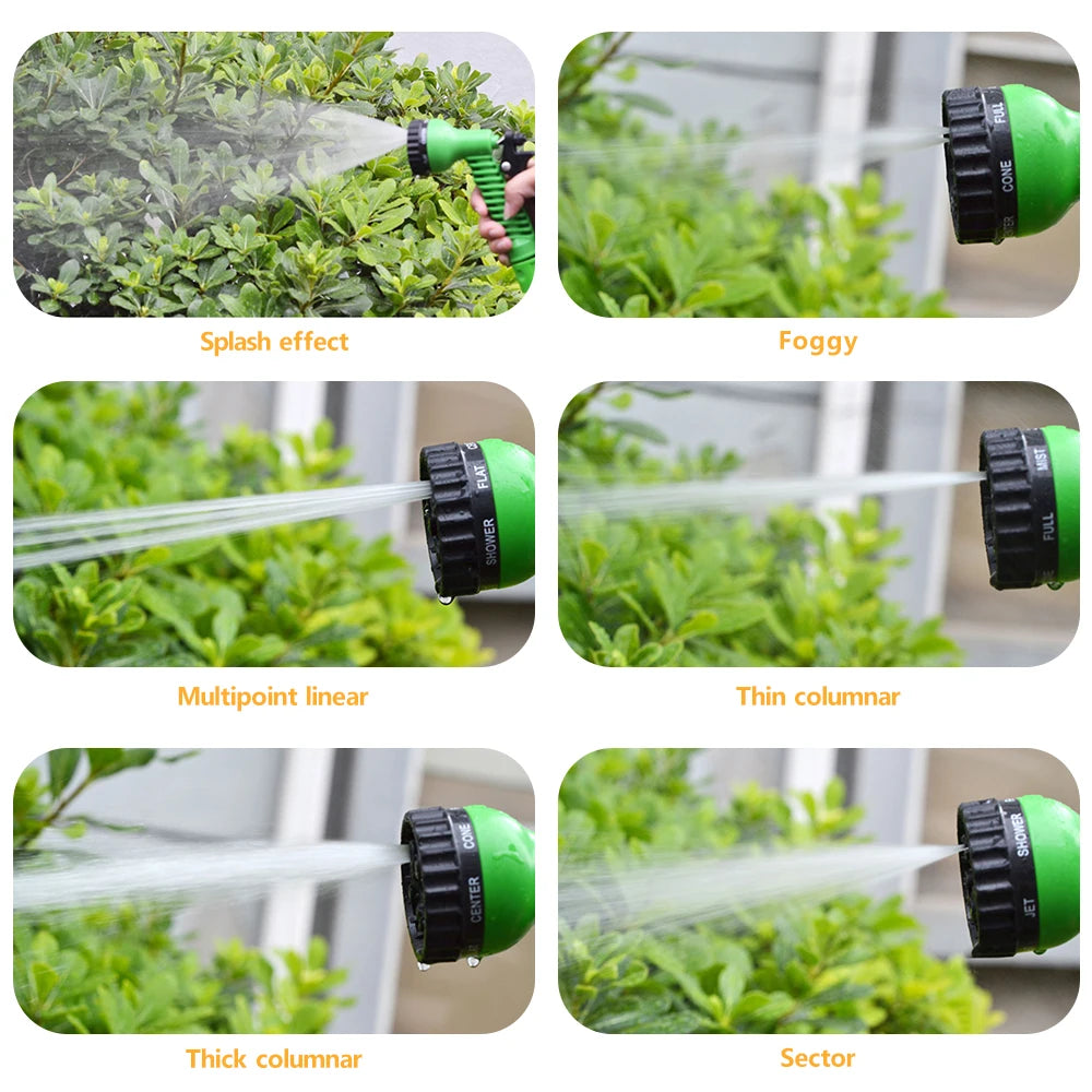 Garden Hose Pipe Expandable Magic Hose with 7 Patterns Water Gun Foam Pot Flexible Reels Car Wash Gun Sprayer
