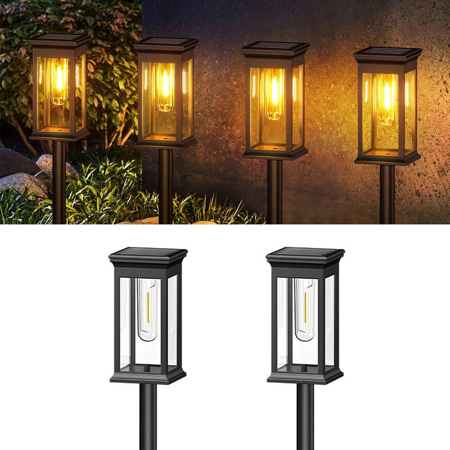 Solar Path Lights 12 Pack Warm White 2700K Garden Walkway