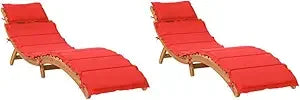 Sun Loungers with Cushions Modern Style Cream White Solid Acacia Hardwood Foldable and Portable Ideal for Garden Outdoor Use