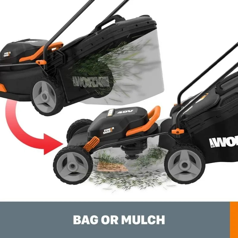 Worx 40V 17 Inch Cordless Lawn Mower Two Batteries Included