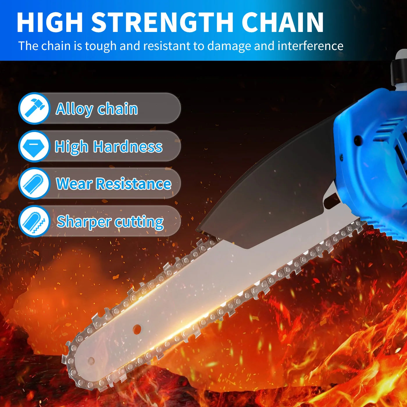 Chainsaw Handheld 8-inch Cordless Petrol Chain Saw Powerfull with2 Batteries 3 Chains for Wood Cutting Tree Trimming Camping