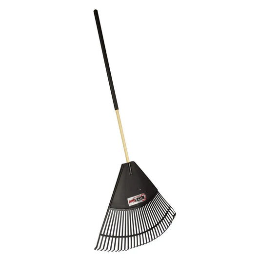 Leaf Rake Hardwood Handle Soft Foam Grip Black Garden