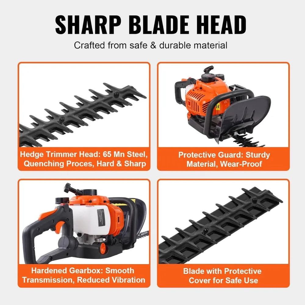 Gas Hedge Trimmer 26cc 23.2 Dual Sided Blade Lightweight