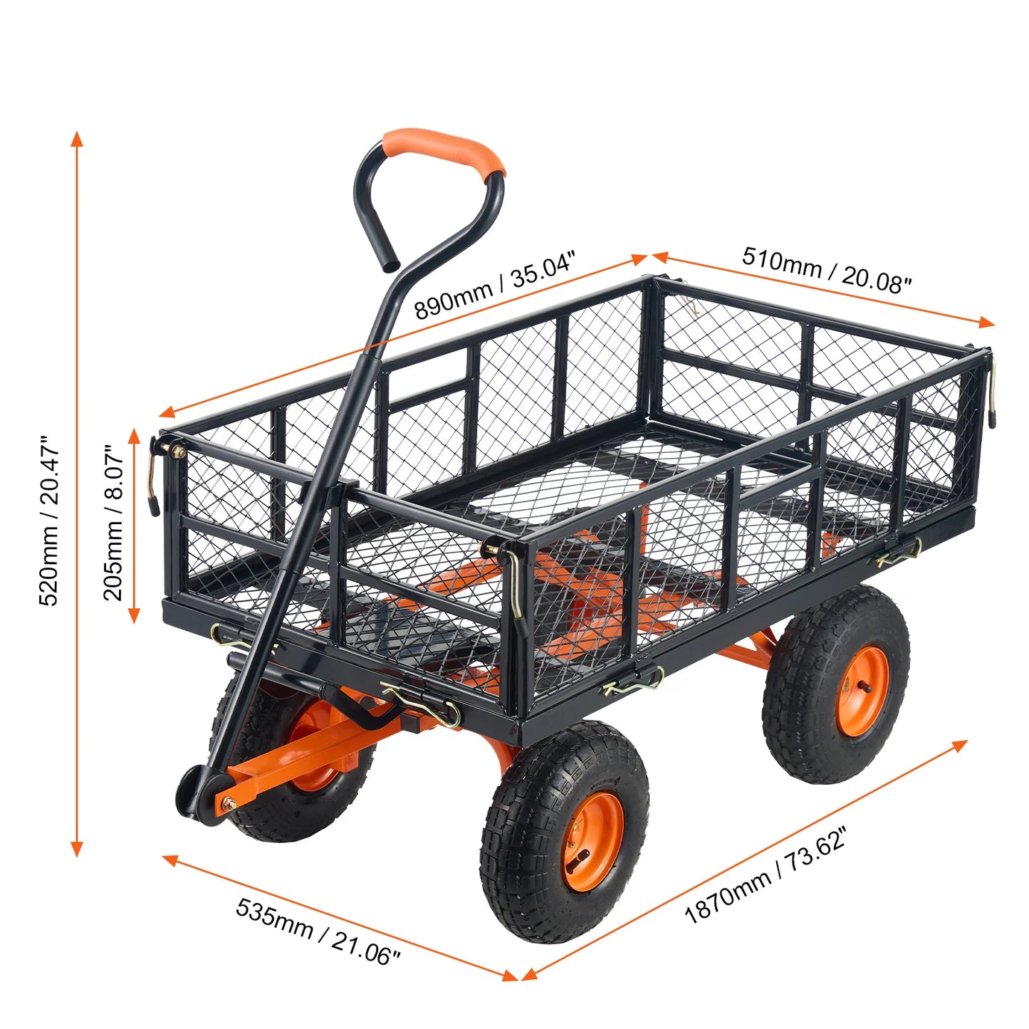 SucceBuy Garden Cart Sturdy Metal Wagon Dump Cart 880lbs