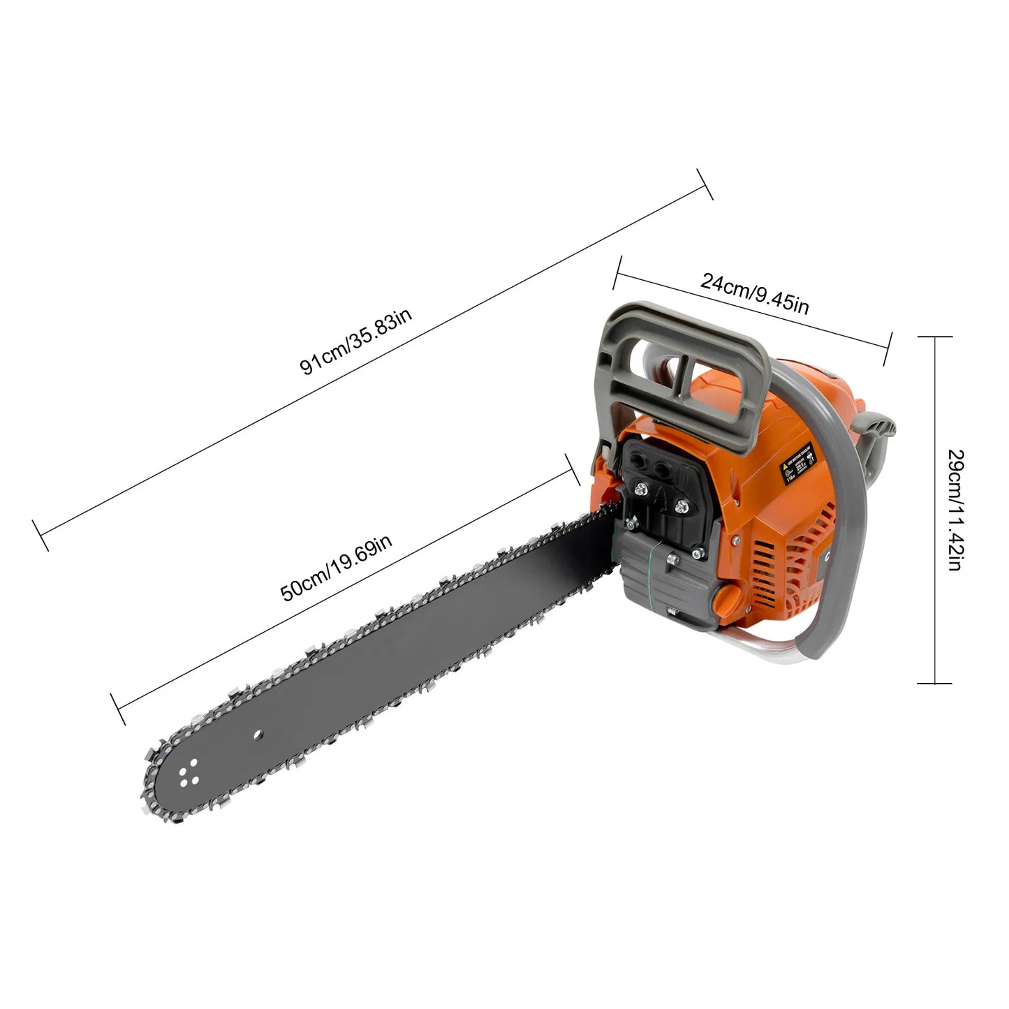 58cc Gas Chainsaw With Tool Bag And Double Bolts Stability
