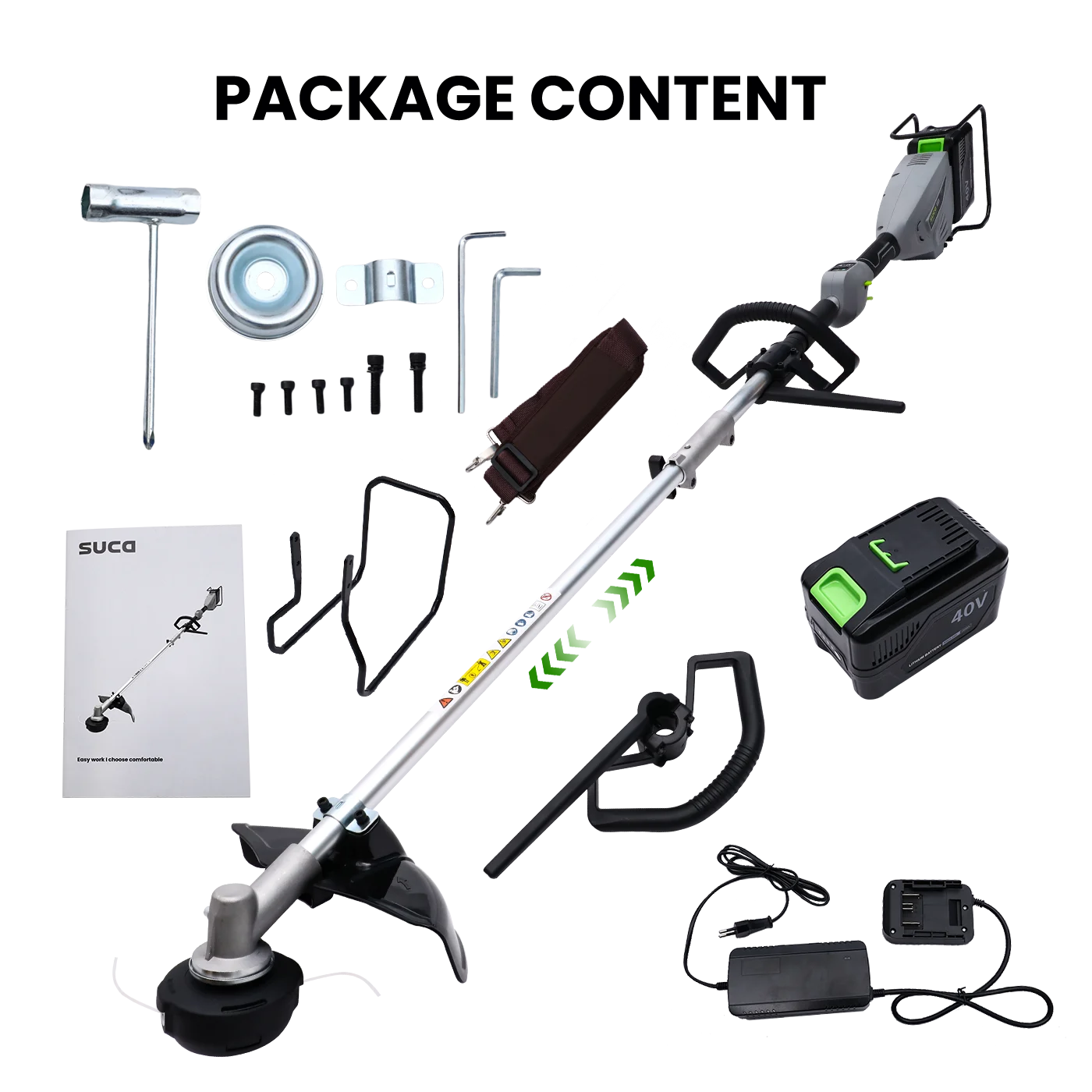 1000W 2-in-1 Cordless Lawn Mower 40V Telescopic Carbon 16inch 3-Speed Edge Trimmer and Weed Cutter 4.0Ah Battery and Charger
