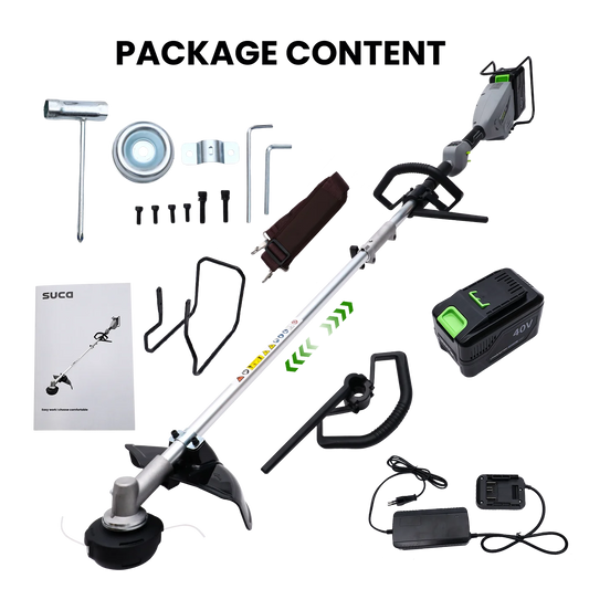 1000W 2-in-1 Cordless Lawn Mower 40V Telescopic Carbon 16inch 3-Speed Edge Trimmer and Weed Cutter 4.0Ah Battery and Charger