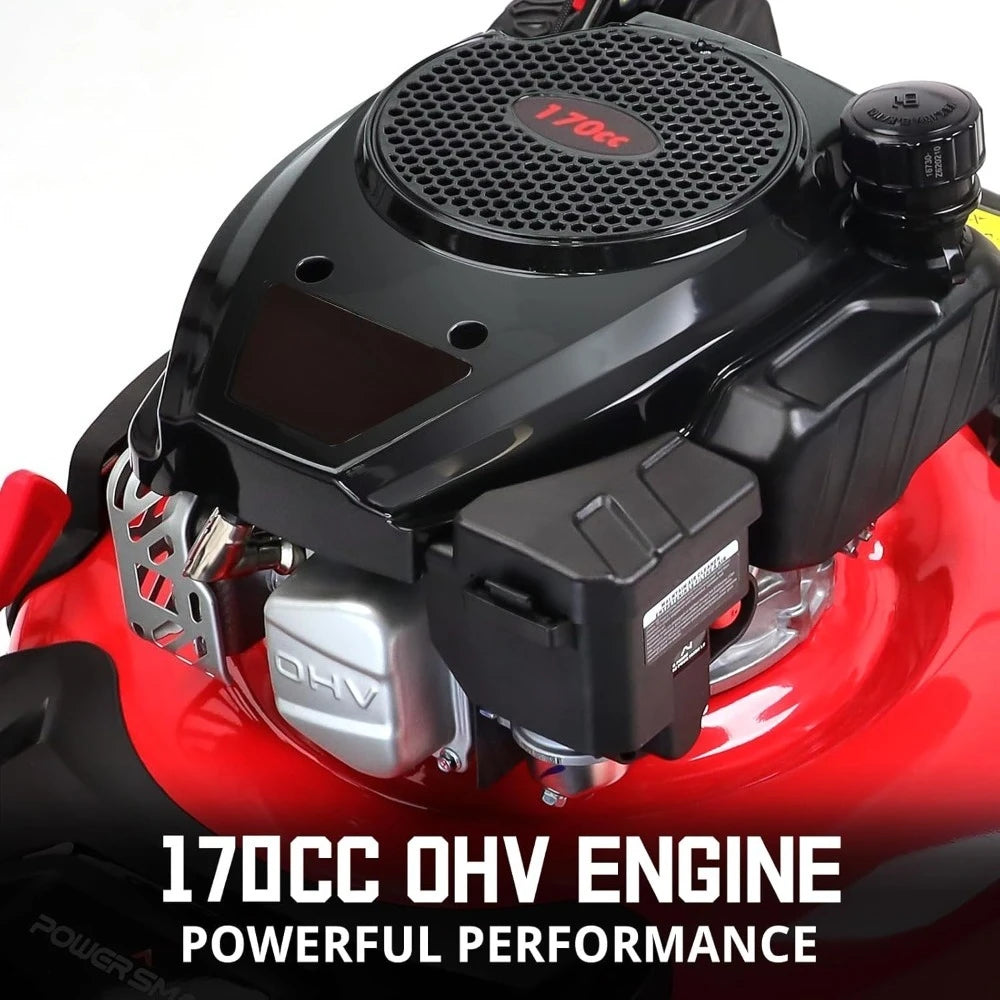 Gas Lawn Mower 21-Inch 170cc OHV Engine RWD 3-in-1 with Bagging 2024 Version Adjustable Mowing Height
