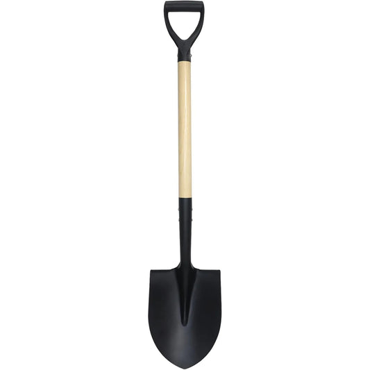 Round Garden Shovel with D Handle 41 Inches Wooden Handle Versatile Digging Tool