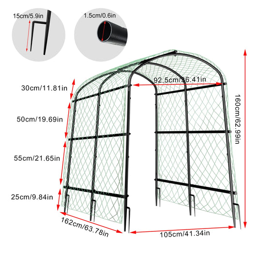 U Shaped Garden Cucumber Trellis Arch With Nylon Netting