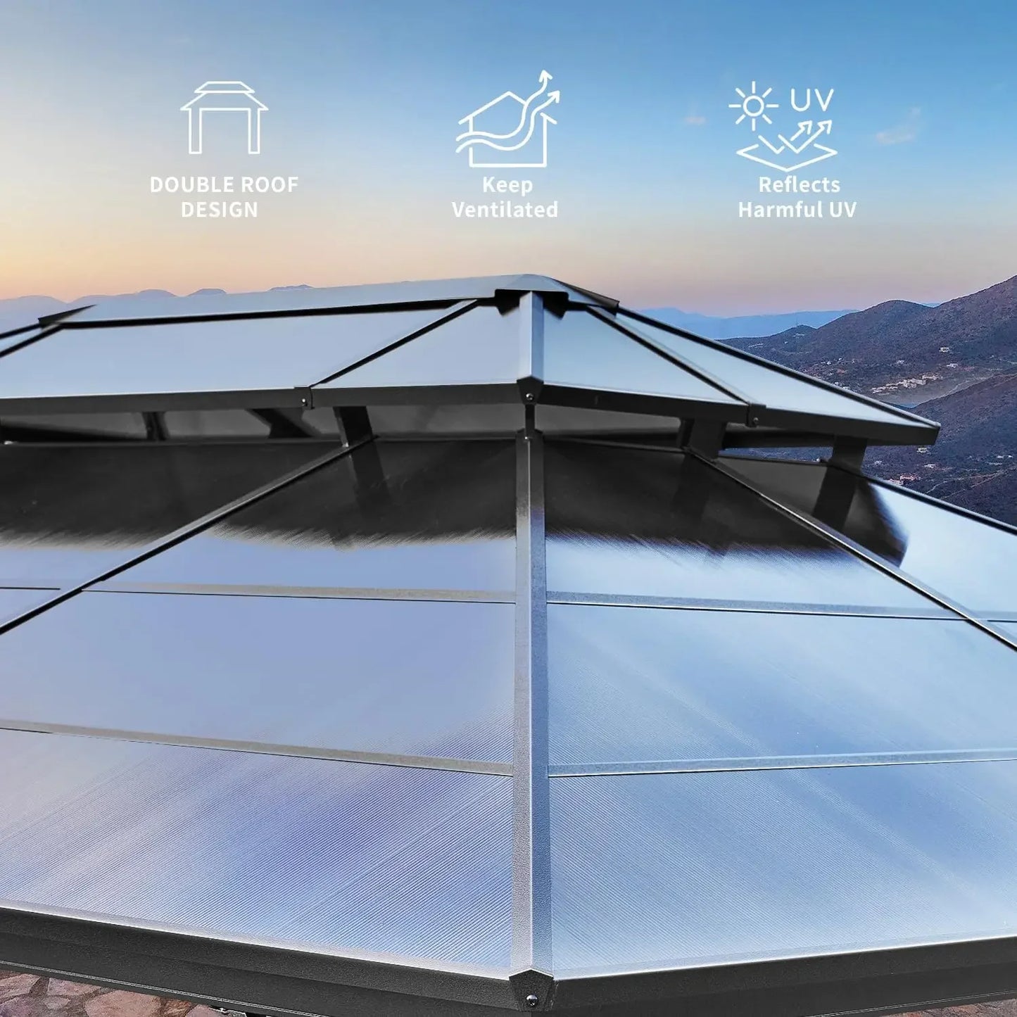 10x13 Hardtop Gazebo Outdoor Polycarbonate Double Roof