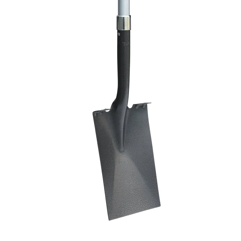 Ergonomic Fiberglass Garden Spade Durable Carbon Steel Blade Weather Resistant Handle Secure Connection Grooved Stepper Comfort