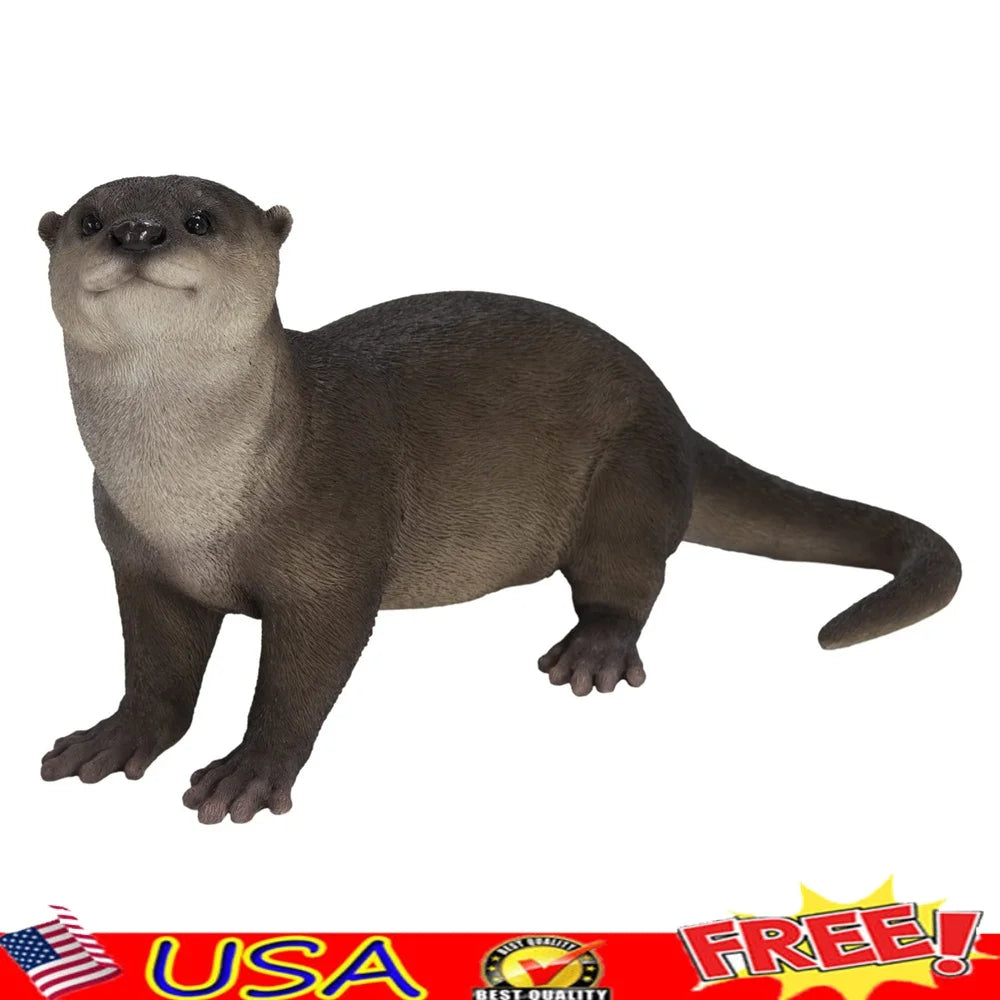 Weatherproof Brown Otter Garden Statue Polyresin Decor