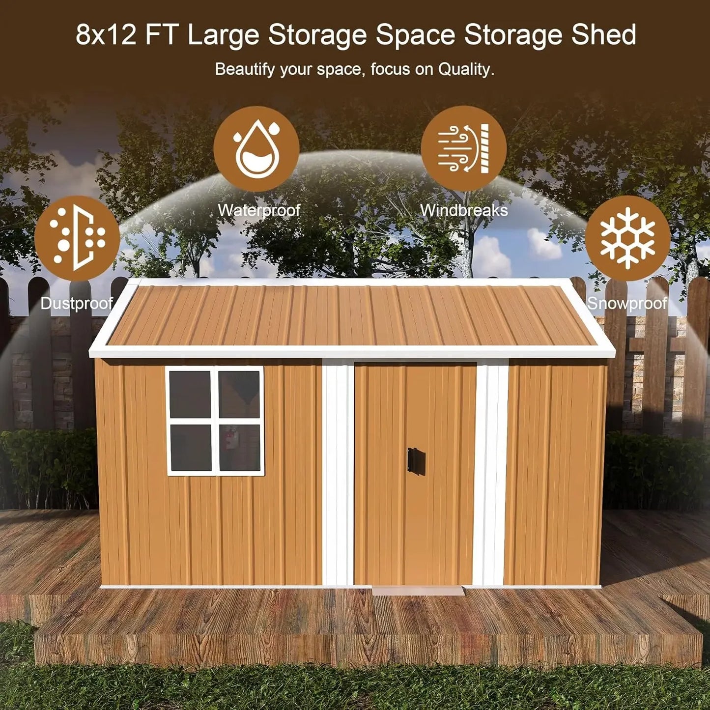12x10 FT Metal Outdoor Storage Shed Large Garden Storage Shed with Windows Door and Ventilation Heavy Duty Outdoor Tool Shed
