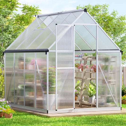 6x8 Ft Outdoor Greenhouse Polycarbonate Walk In Aluminum