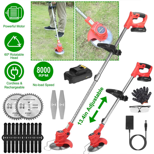 Cordless Telescopic Lawn Mower 8000 RPM Adjustable Poles