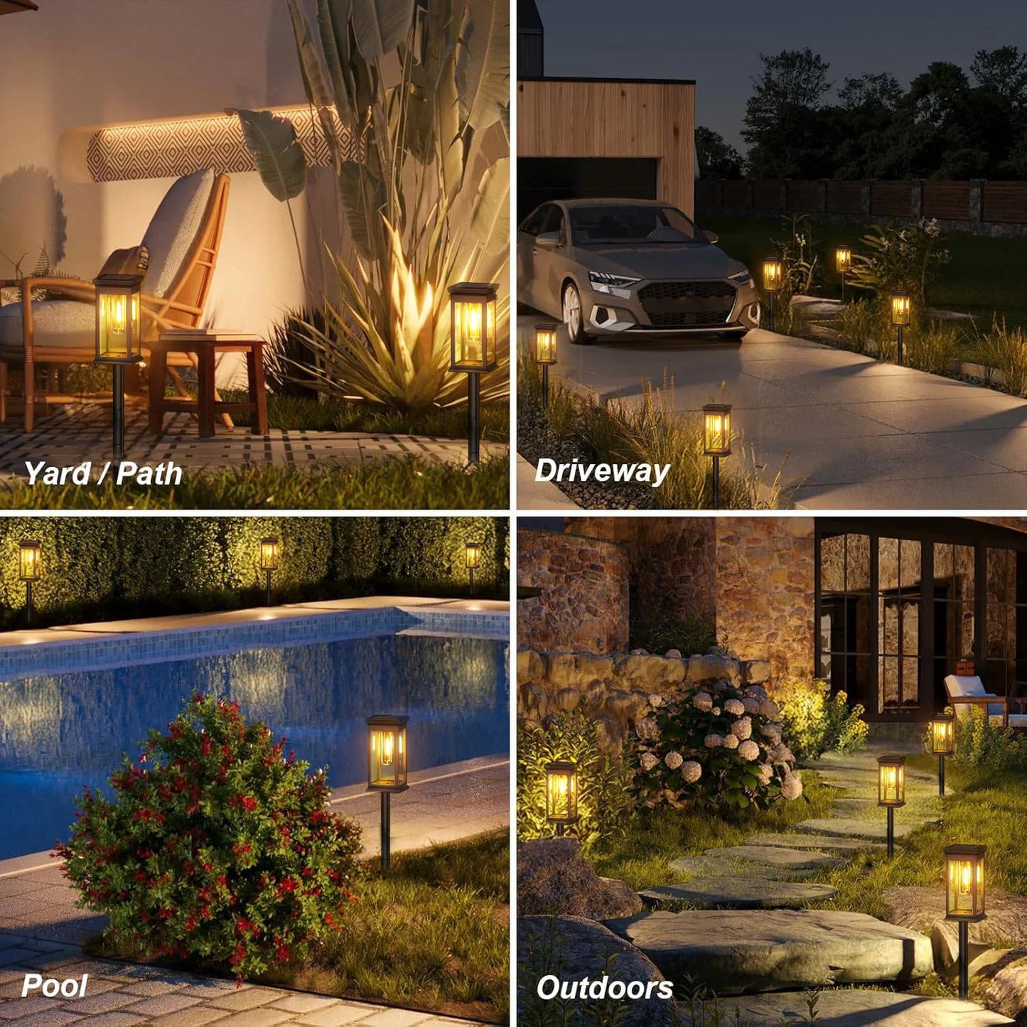 Solar Path Lights 12 Pack Warm White 2700K Garden Walkway