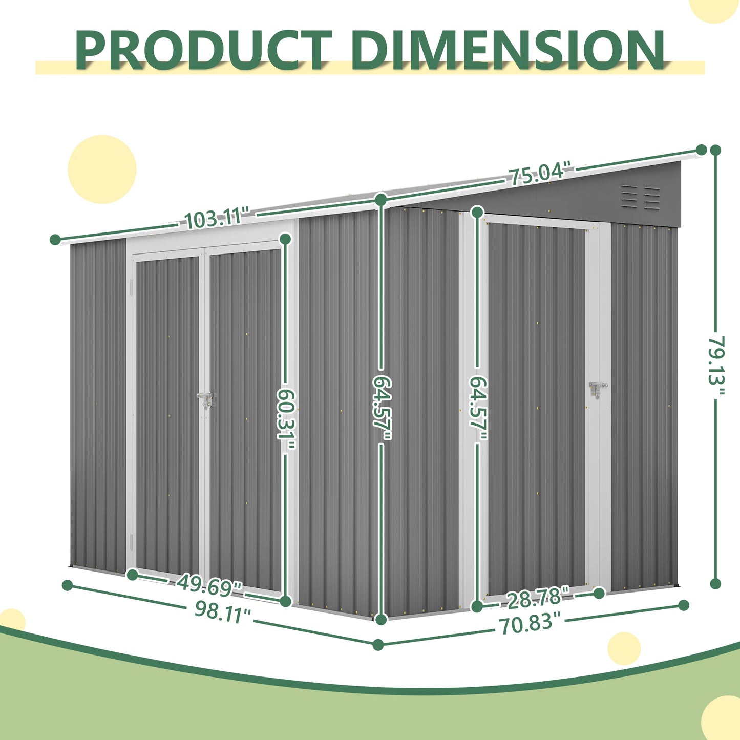 LZBEITEM 6x8 Ft Outdoor Storage Shed With 2 Lockable Doors