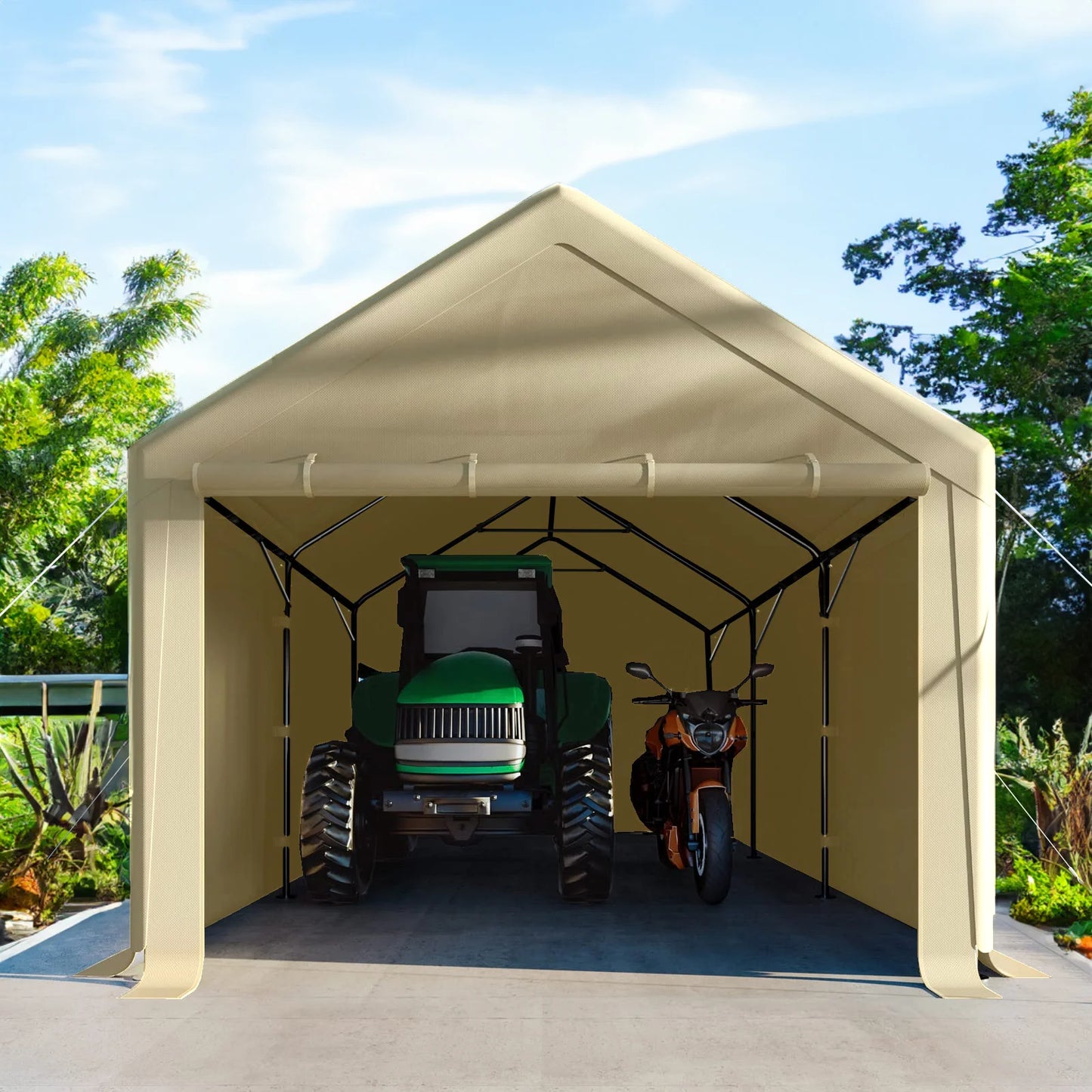Grezone 10 x 20 Ft Outdoor Carport Canopy Portable Garage