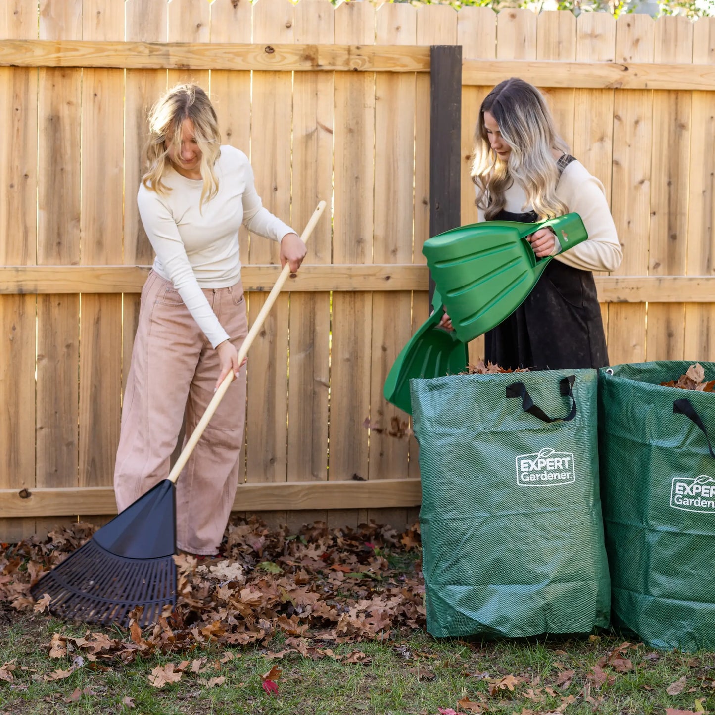 24 Inch Wood And Poly Leaf Rake For Yard Cleanup Today