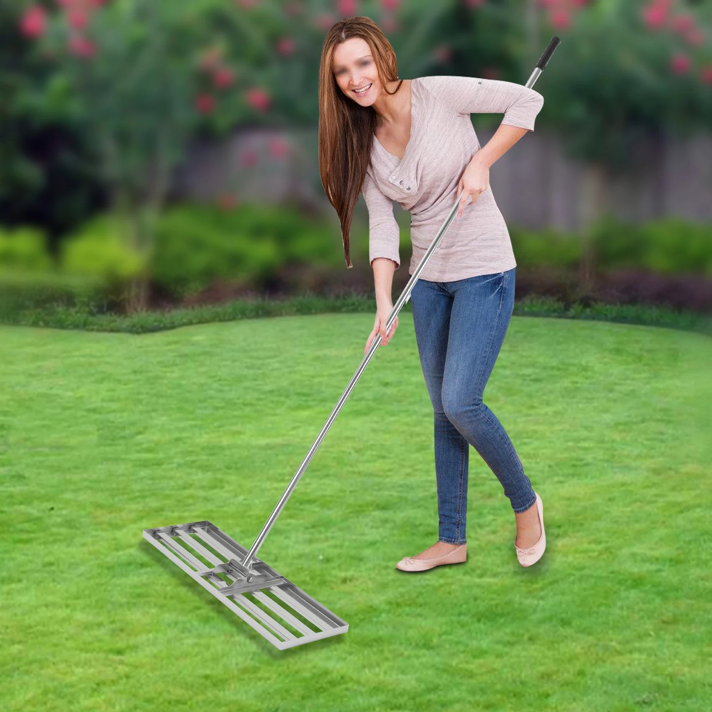 Lawn Leveling Rake Adjustable 50 to 180cm Handle Rotation