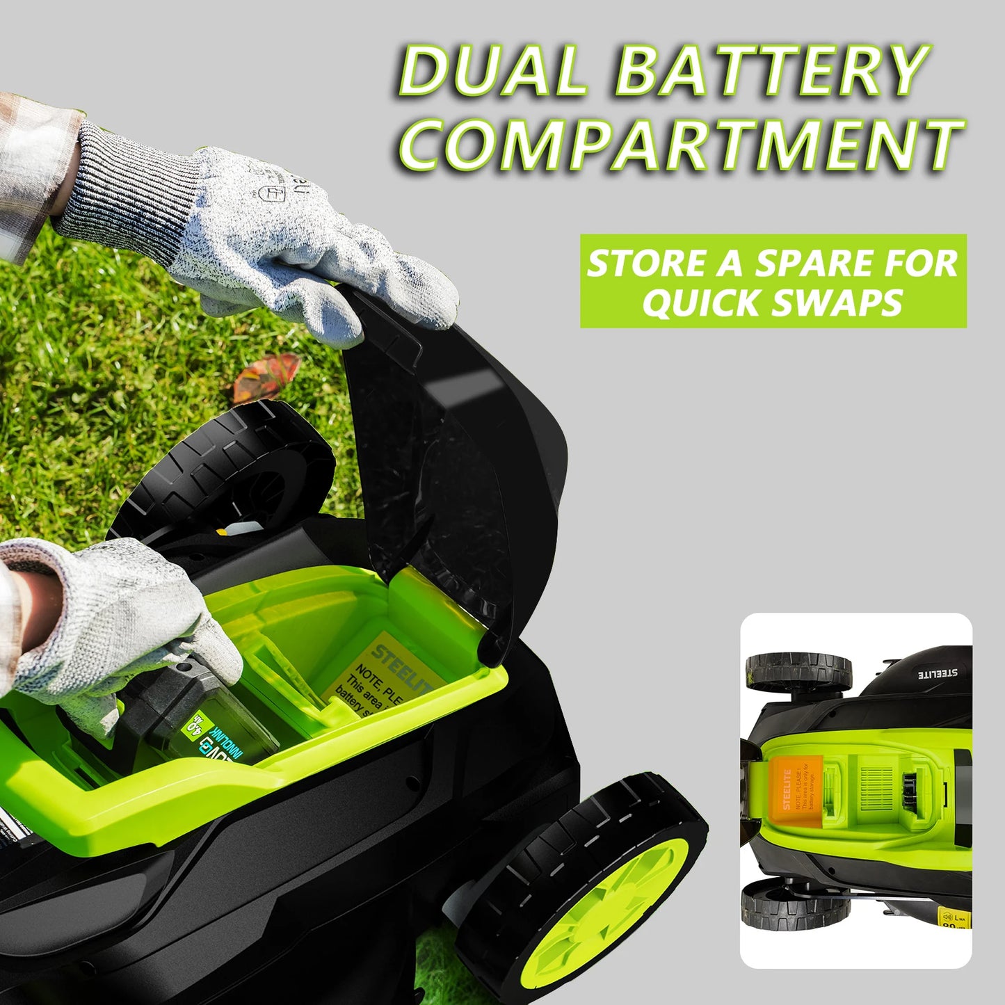 Deli 13 Inch Cordless Brushless Electric Lawn Mower 21V 4Ah
