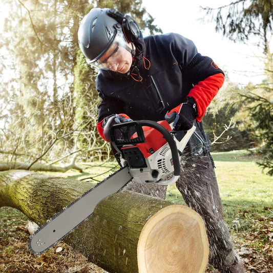 20 Inch 2 Stroke 52cc Gasoline Chainsaw Single Cylinder Air Cooled Ideal for Cutting Wood Pruning Branches Gardening