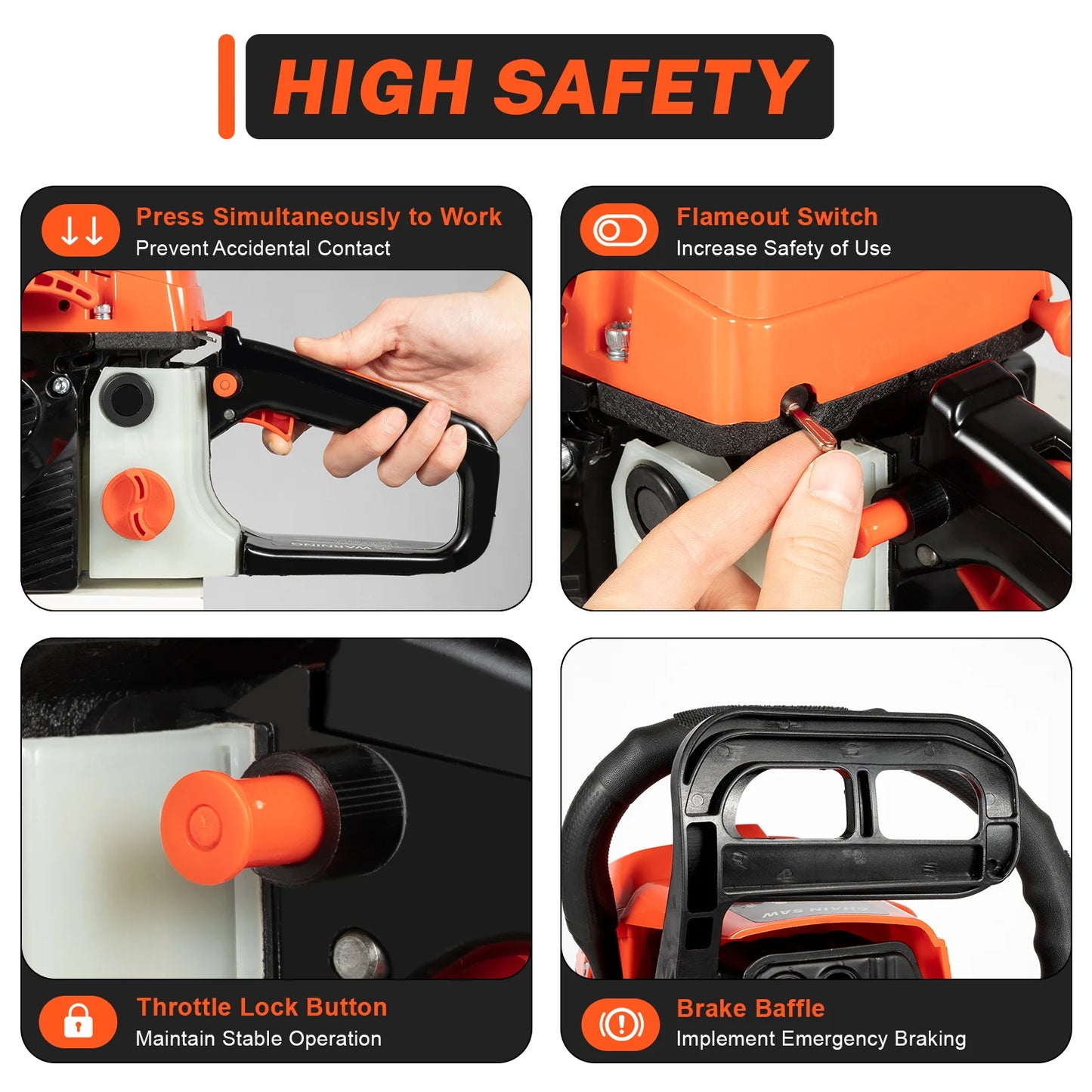 20 Inch 58cc Gas Chainsaw 2600W 2 Stroke Petrol Cutting