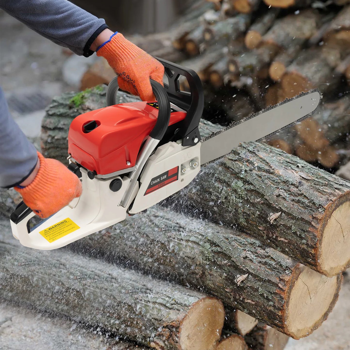 Gasoline Chainsaw 52cc Engine 20 Inch Bar 7500 RPM Speed For Heavy Cutting