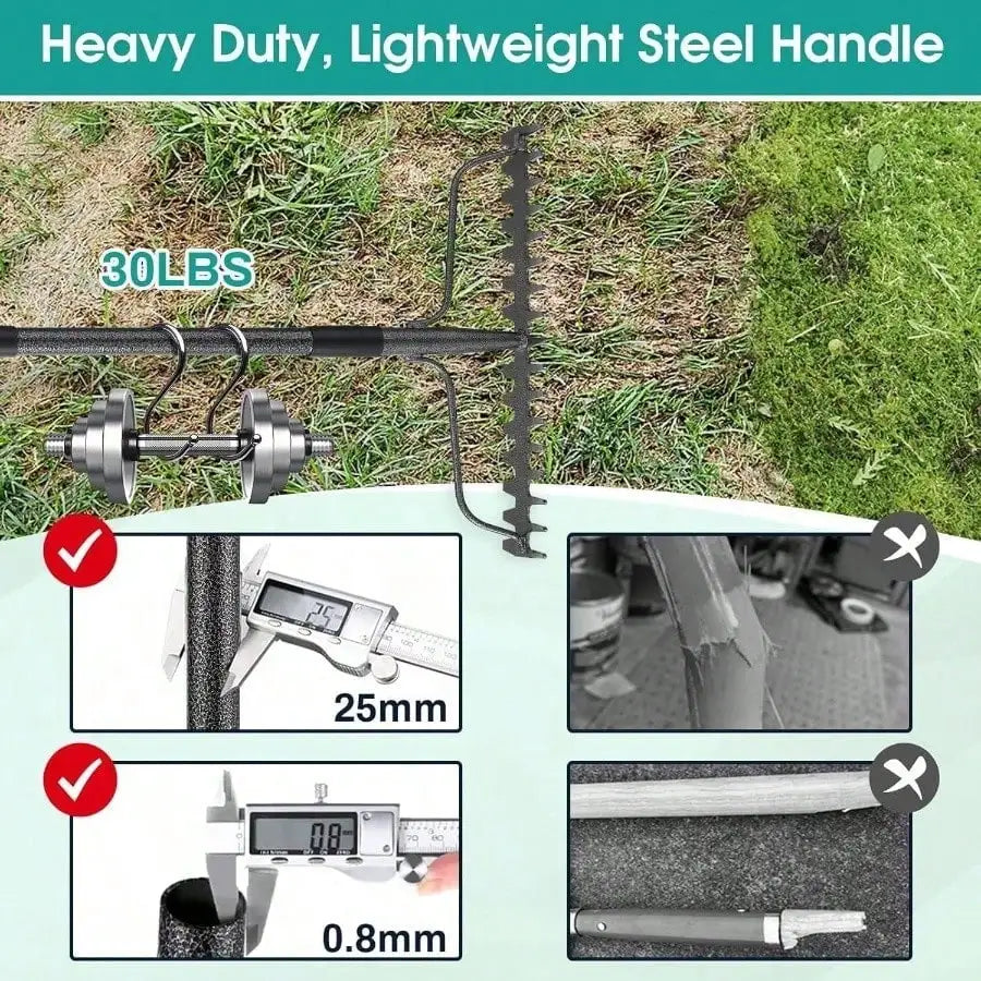 Heavy Duty 17 Tine Garden Thatch Rake 77 Inch Metal Head