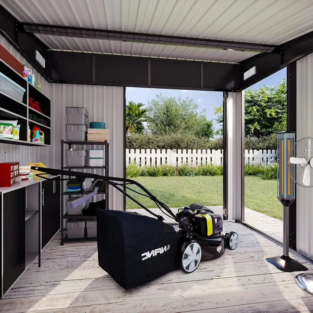 194 Cu Ft Shed 7.3x5.3 Ft Premium Galvanized Steel Storage Shed with Triple Doors Weatherproof Outdoor Utility Shed