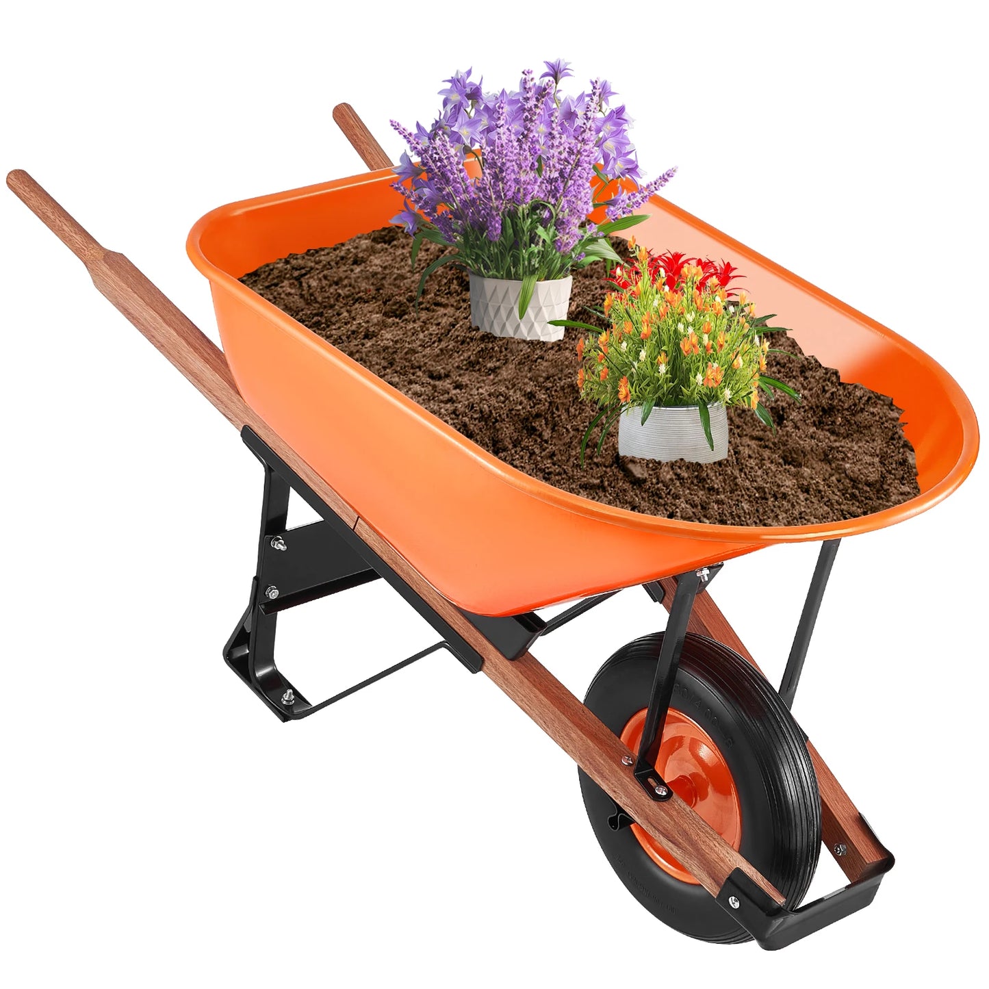 SucceBuy One Wheelbarrow Cart 330 Lb Capacity Dump Cart